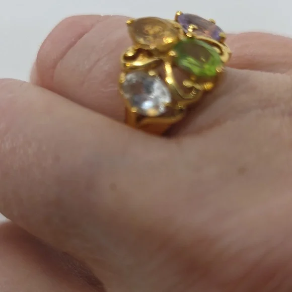 Host Pick Incredible Rare Victoria Wieck Peridot Amethyst Topaz Citrine Ring - Picture 7 of 9
